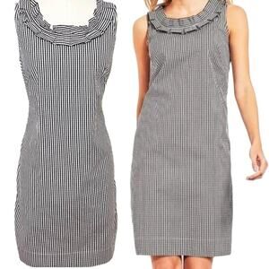 NWOT Talbots Gingham Ruffled Shift Dress Black and White Check Print Size 6P